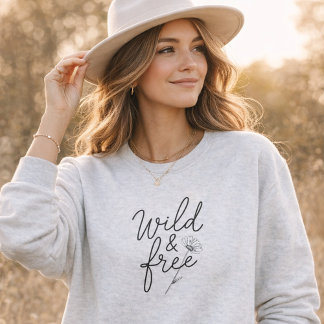 Sudadera Tipografía floral femenina salvaje y libre