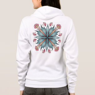 Sudadera Tipografía floral geométrica moderna - rosa azul