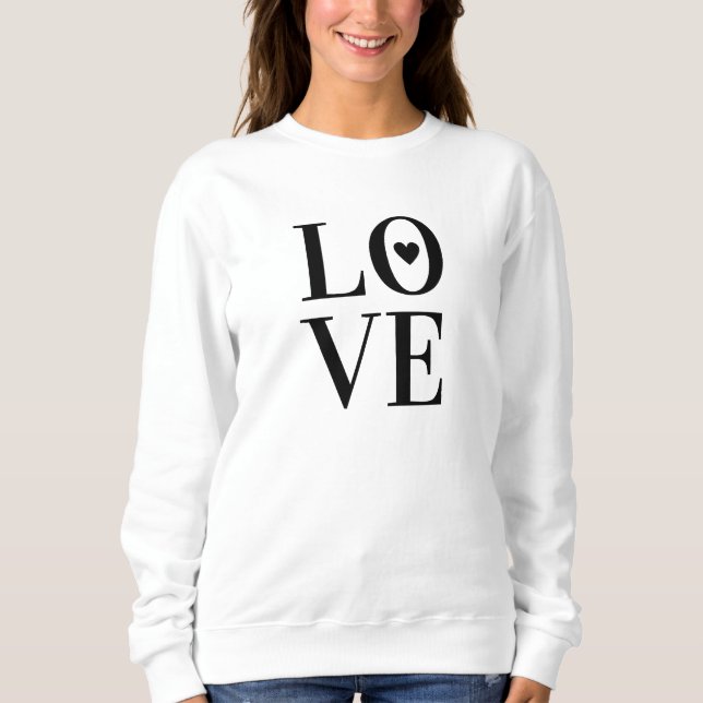 Sudadera Tipografía minimalista de "amor" con corazón (Anverso)