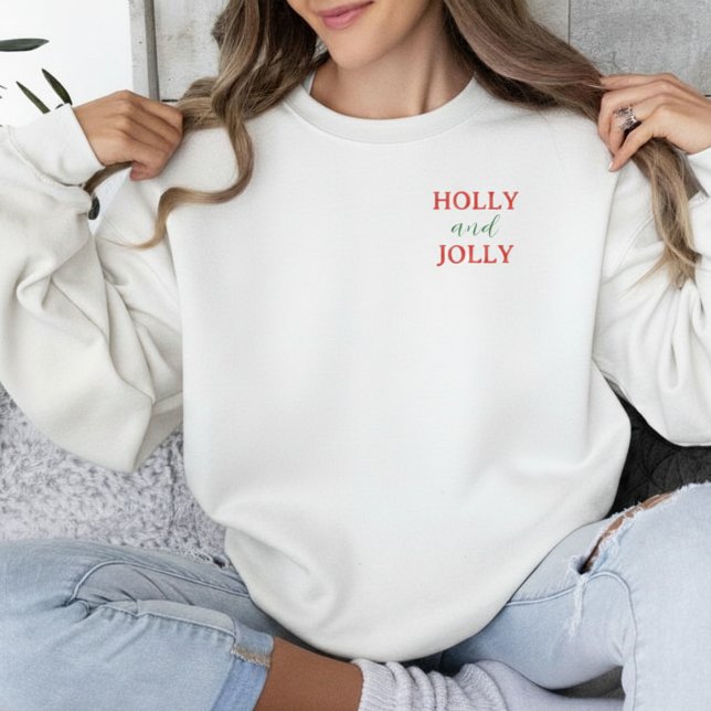 Sudadera Tipografía Navideña Holly y Jolly  (Holly and Jolly Christmas Typography Holiday Sweatshirt
)