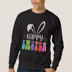 Sudadera Tipografía Retro Groovy Orejas de Conejo de Pascua