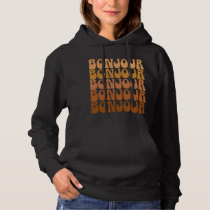 Sudadera Tipografía Retro Marrón Groovy Hola Francés