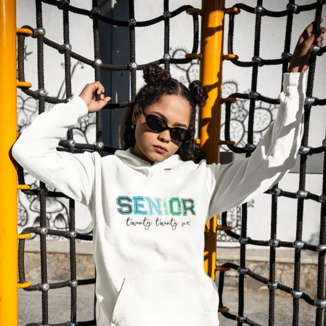 Sudadera Tipografía Senior Blue Green 2026 (Blue Green Senior 2026 Typography Hoodie)