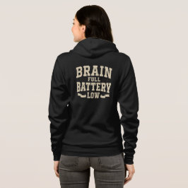 Sudadera Tipografía Vintage Batería Llena Cerebro Bajo