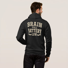 Sudadera Tipografía Vintage Batería Llena Cerebro Bajo