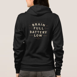 Sudadera Tipografía Vintage Batería Llena Cerebro Bajo
