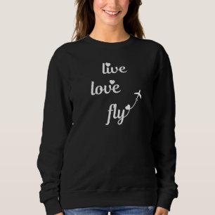 Sudadera Tipografía Vuela Ama Vuela con Avión y Corazones