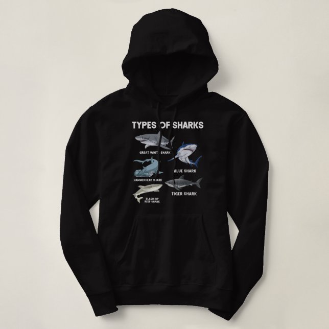 Sudadera Tipos de tiburones (Diseño del anverso)