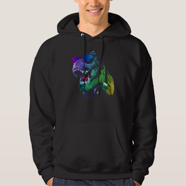 Sudadera Tirano Dinosaurio T Rex Con Gafas De Sol Y H (Anverso)