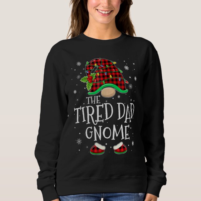 Sudadera Tired Dad Gnome Red Plaid Matching Family Christma (Anverso)