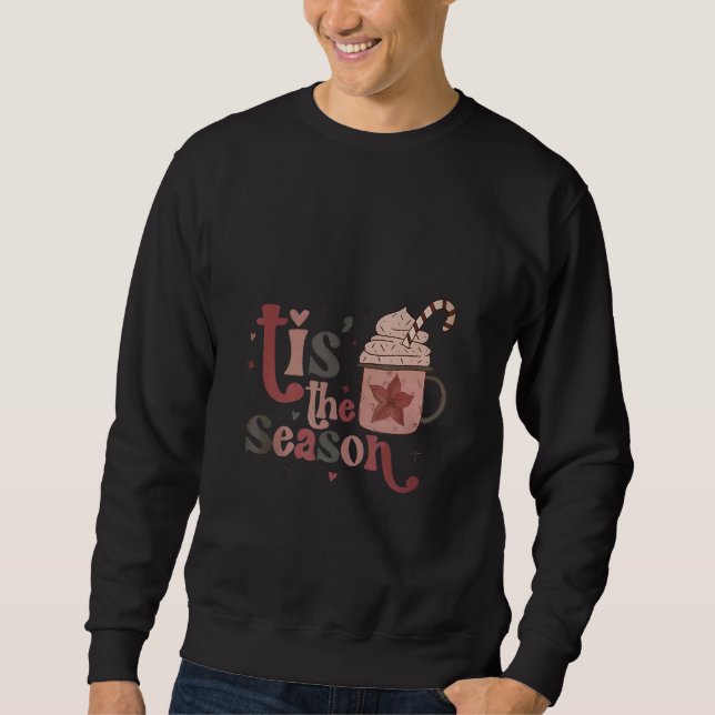 Sudadera Tis The Season Groovy Christmas Coffee Santa Claus (Anverso)