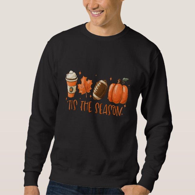 Sudadera Tis The Season Thanksgiving Football Pumpkin Spice (Anverso)