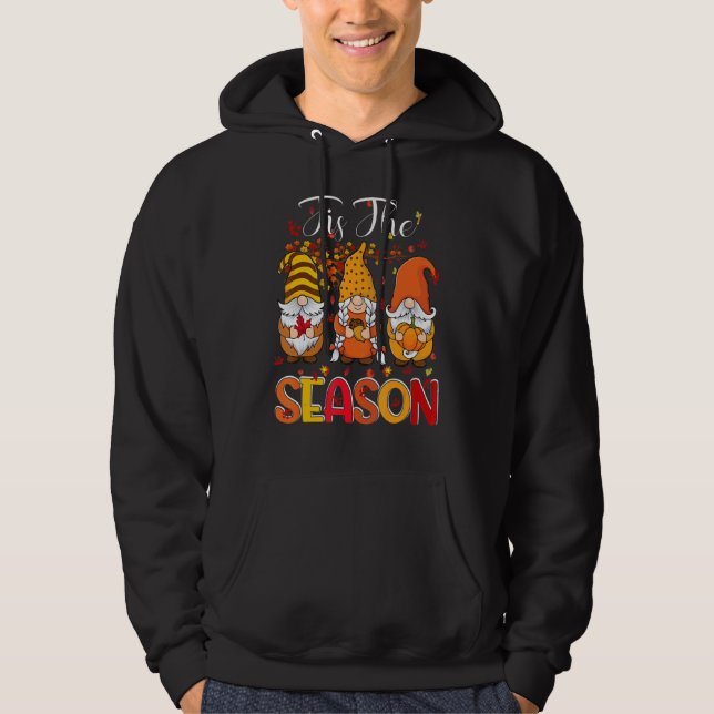 Sudadera Tis The Season Three Gnomes Pumpkin Fall Leaves Th (Anverso)