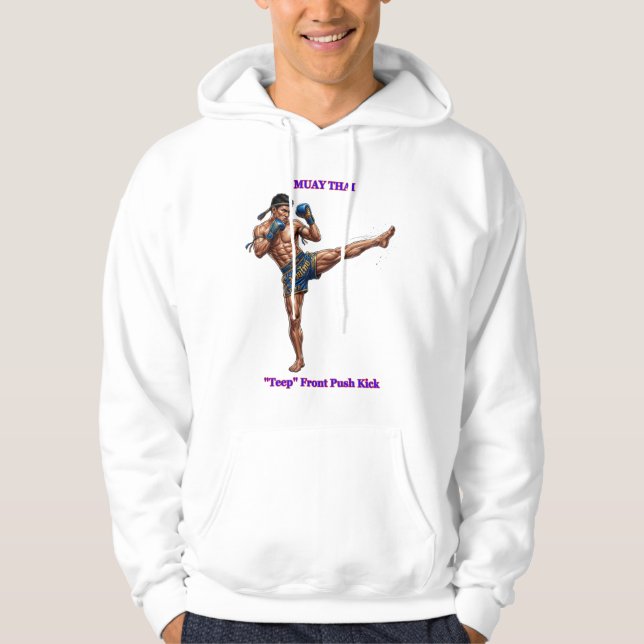 Sudadera Título: Muay Thai Teep – Patada frontal explosiva (Anverso)