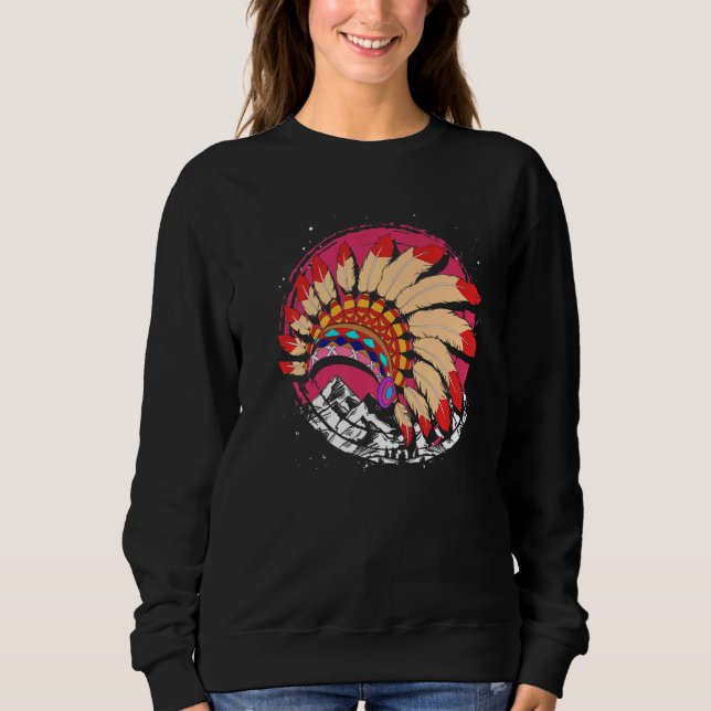 Sudadera Tocados indígenas de indios americanos de montañas (Anverso)