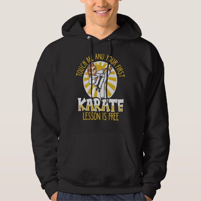 Sudadera Tócame y tu primera lección de karate es gratis Ka (Anverso)