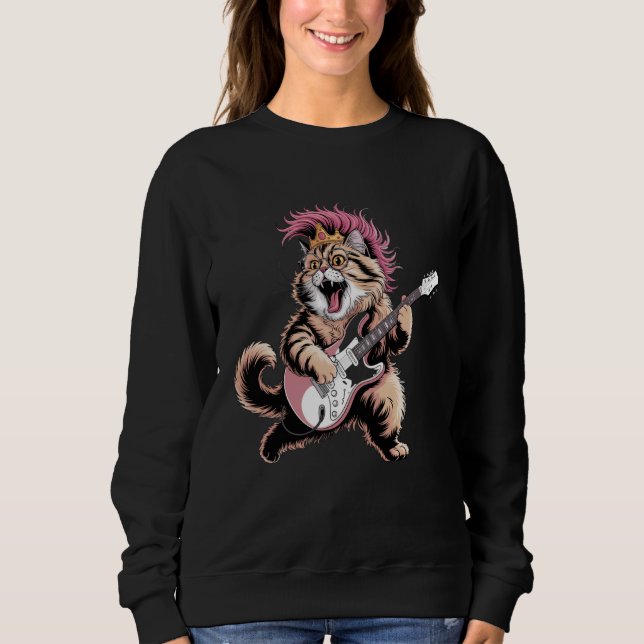 Sudadera Tocando Guitarra Rock Star Rock and Roll Retro Pri (Anverso)