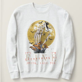 Sudadera Todo está bien para el gato negro del esqueleto de