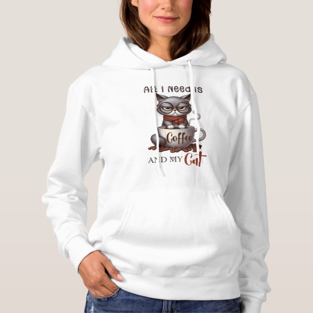 Sudadera Todo lo que necesito es café y mi gato (Anverso)