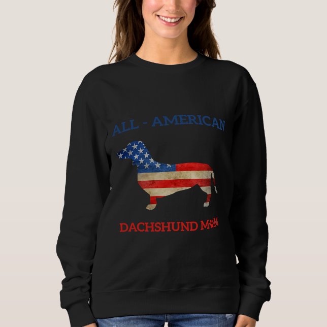 Sudadera Todos los Personalizados de mamá Dachshund america (Anverso)