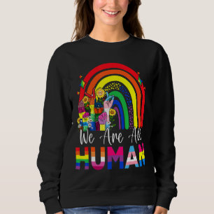 Sudadera Todos Somos Ally Del Orgullo Humano Rainbow Ribbon