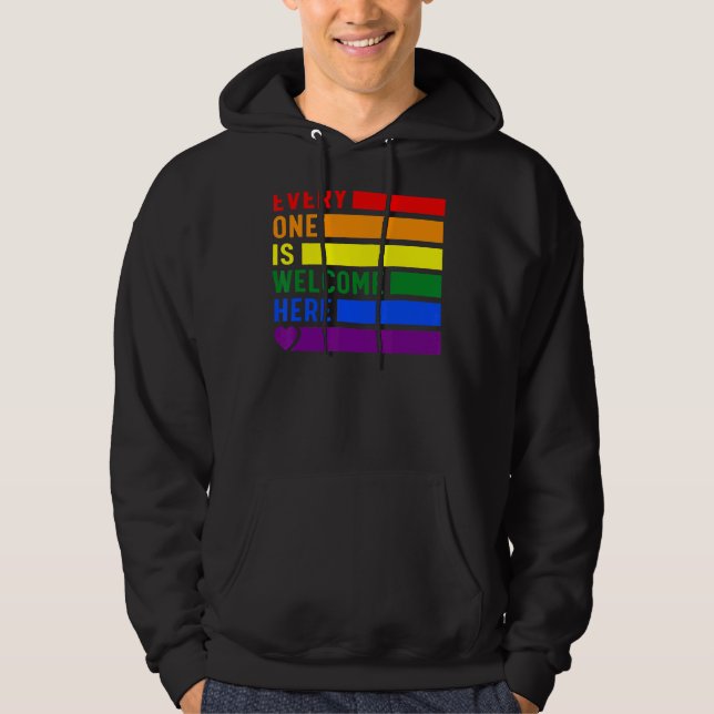 Sudadera Todos Son Bienvenidos Aquí Rainbow Lgbtq Pride Tra (Anverso)