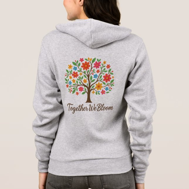 Sudadera Together We Bloom Floral Tree Illustration Zip-Up  (Reverso)