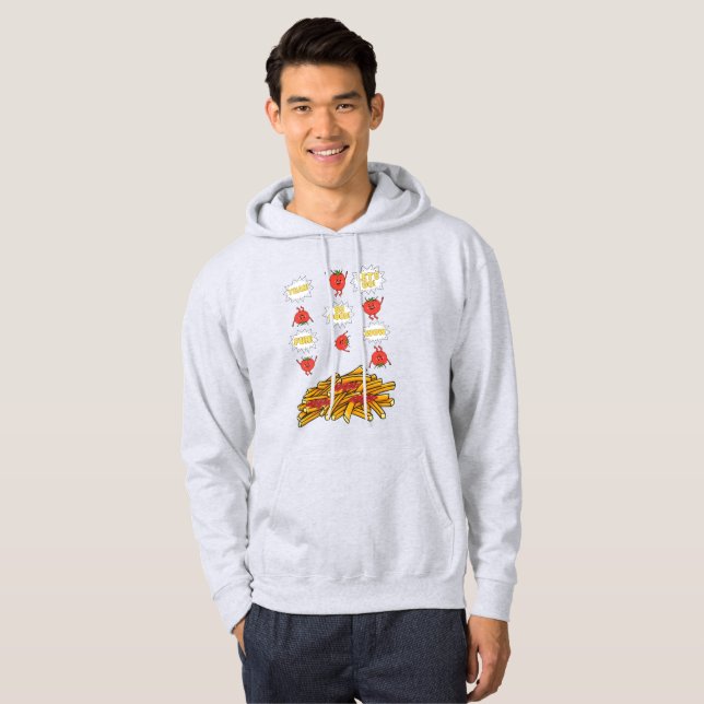 Sudadera tomates saltando a papas fritas, personalizado (Anverso completo)