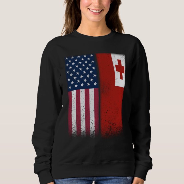 Sudadera Tonga Tongan American Flags Proud USA Tonga (Anverso)
