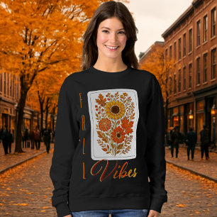 Sudadera Tonos dorados de otoño floral-tipografía moderna d