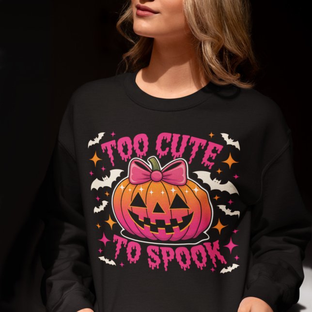 Sudadera Too Cute to Spook Pink Coquette Halloween Pumpkin (Subido por el creador)