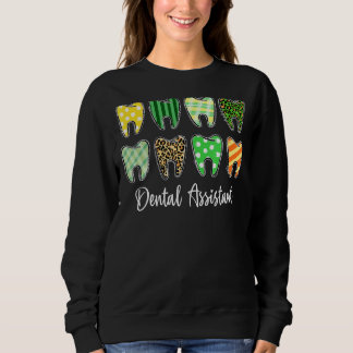 Sudadera Tooth Teeth Leopard Plaid Dental Assistant St Patr