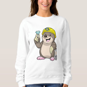 Sudadera Topo como Minero con Pala y Diamante
