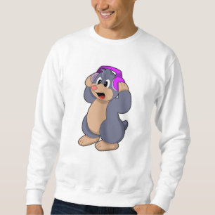 Sudadera Topo en música con auriculares