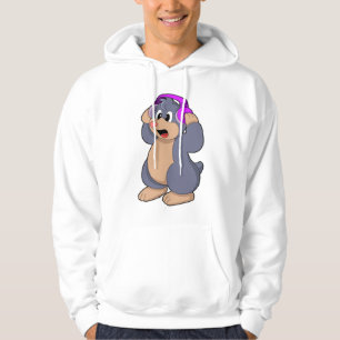Sudadera Topo en música con auriculares