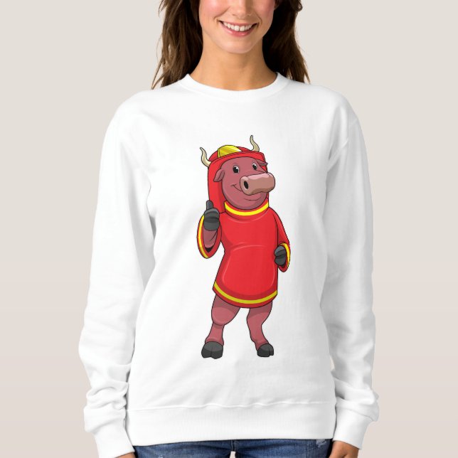 Sudadera Toro como bombero con casco (Anverso)