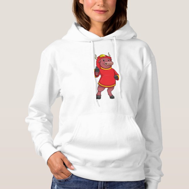 Sudadera Toro como bombero con casco (Anverso)