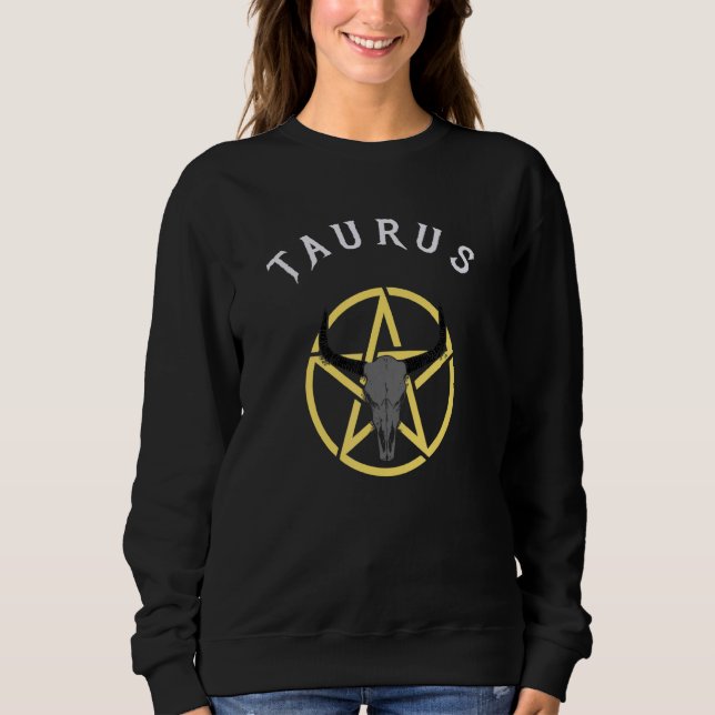 Sudadera Toro De Rótulo Astrológico Taurus Y Pentáculo Ocul (Anverso)