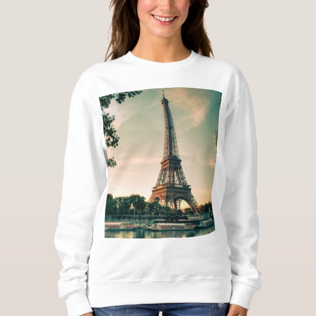 Sudadera Torre Eiffel arrojar almohada (Anverso)