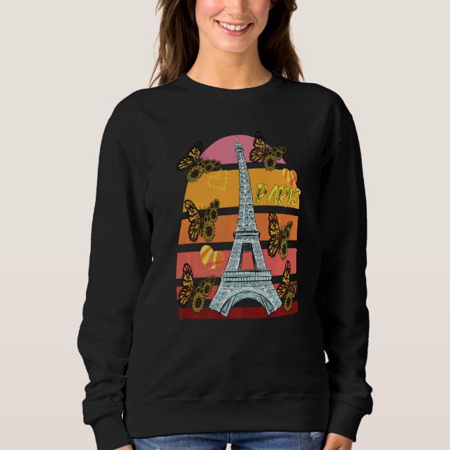 Sudadera Torre Eiffel Retro Mariposa París Corazones Franci (Anverso)