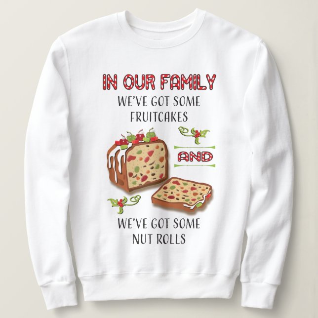 Sudadera Torta de fruta Familia Navidades feos Camiseta sué (Anverso del diseño)