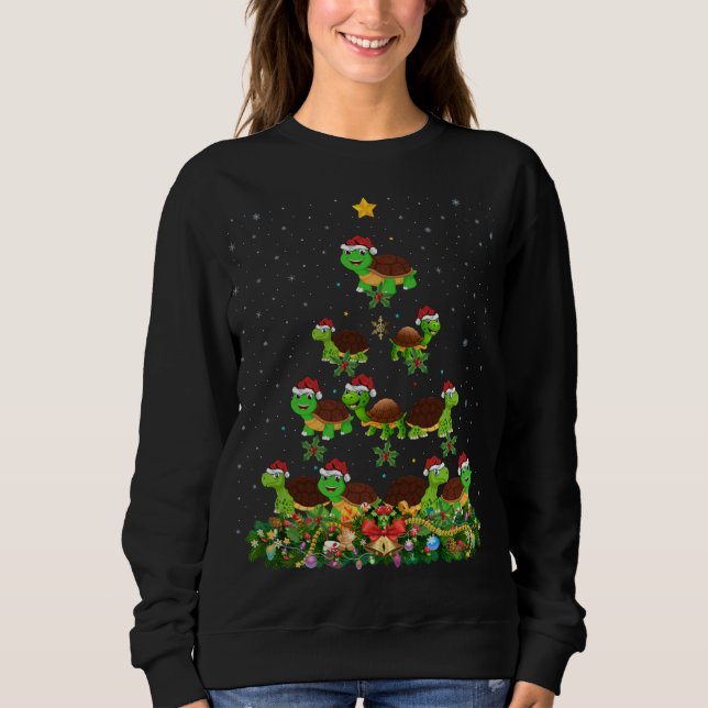 Sudadera Tortoise Xmas Tree Gift Santa Hat Tortoise Christi (Anverso)