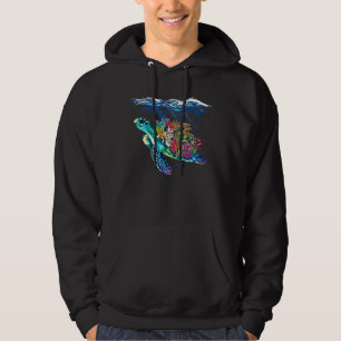Sudadera Tortuga Acuarela Mar Océano BajoAgua Azul Hongo