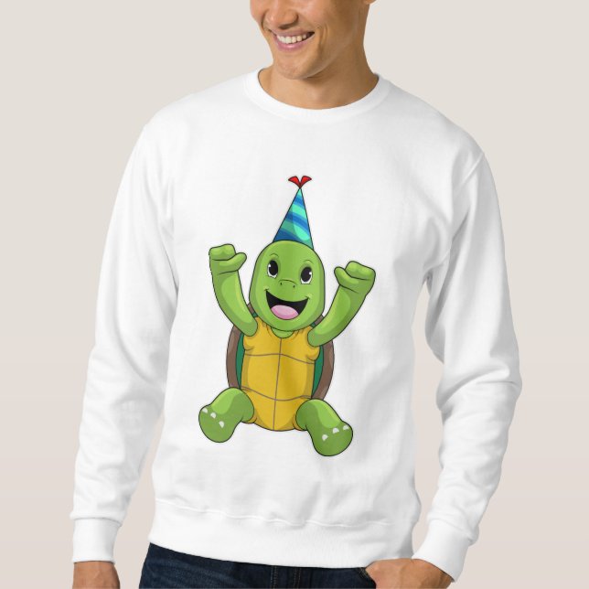 Sudadera Tortuga al cumpleaños con gorra Fiesta (Anverso)