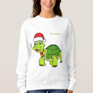 Sudadera Tortuga alegre lindo con sombrero de Santa
