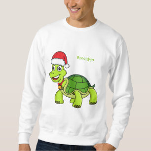 Sudadera Tortuga alegre lindo con sombrero de Santa