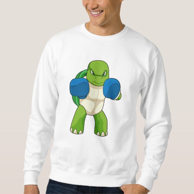 Sudadera Tortuga como boxeador con guantes de boxeo (Anverso)