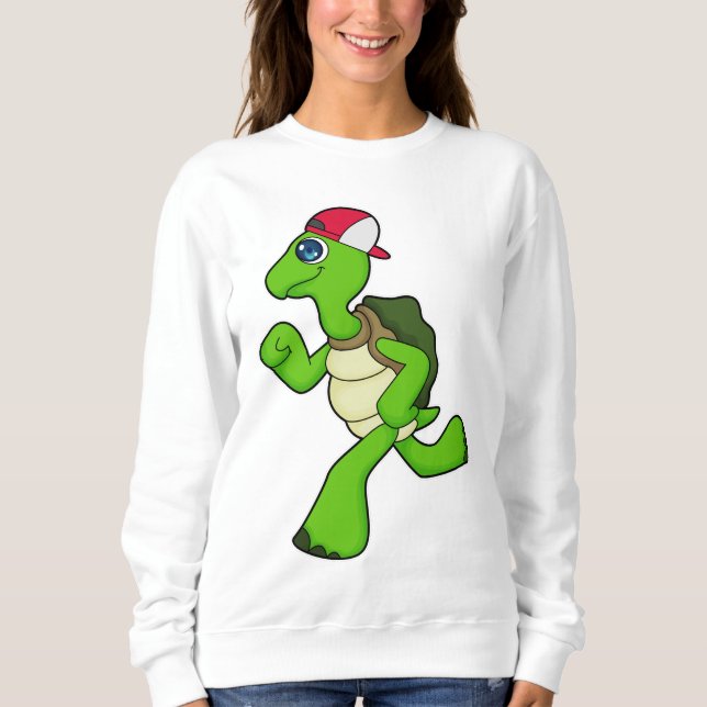 Sudadera Tortuga como corredora con gorra (Anverso)