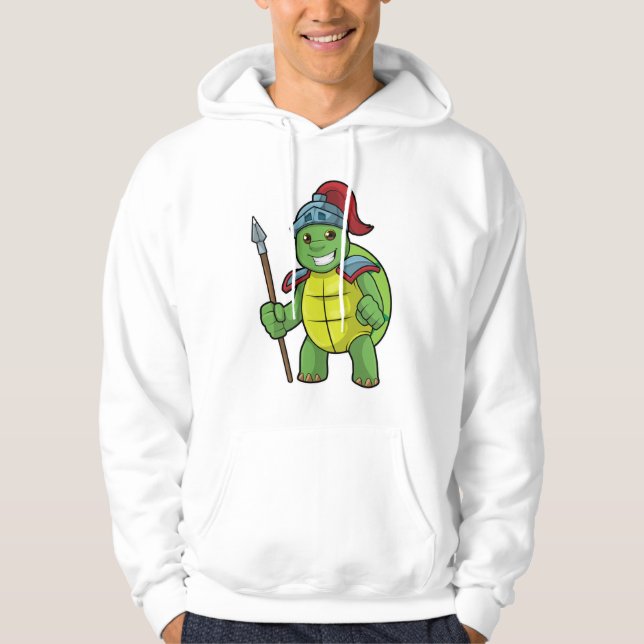 Sudadera Tortuga como guerrera con Spear y Helmet (Anverso)