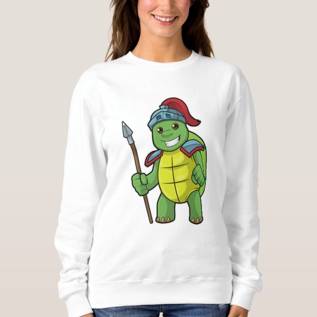 Sudadera Tortuga como guerrera con Spear y Helmet (Anverso)